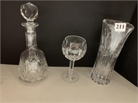 WATERFORD WATER GLASS AND UNSIGNED DECANTER AND