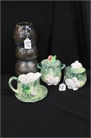 4pc. Pottery Vase & Rabbit Patch Cream & Sugar set