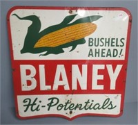 Vintage Blaney seed sign. Measures: 20" H X 20"