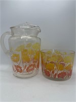 Vintage glass pitcher & ice bucket