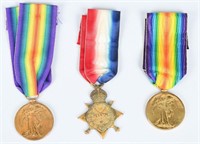 WWI BRITISH MEDAL LOT - 1914-15 STAR & VICTORY