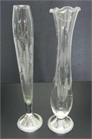 2 FLUTED STERLING SILVER DUCHIN CREATION VASES