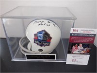 GEORGE MCAFEE SIGNED AUTO HOF MINI HELMET JSA COA