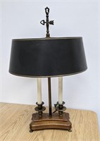 Wood Base, Double Candle Design Table Lamp - Works