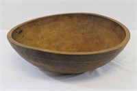 Primitive round wooden dough bowl