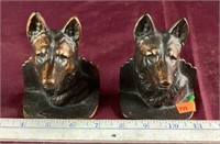 Bronzed Cast Iron German Shepherd Dog Bookends