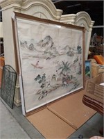 Asian scrolls in large lucite case