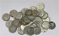 50 1963-64 Roosevelt dimes 90% silver
