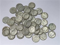 50 1964 Roosevelt dimes 90% silver