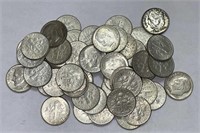50 1960 - 64 Roosevelt dimes 90% silver