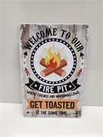 " FIRE PIT / GET TOASTED " TIN WALL DECOR