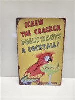 " POLLY WANTS A COCKTAIL " TIN WALL DECOR