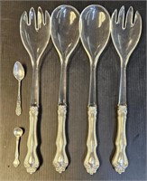 Sterling Silver Lucite Salad Forks & Salt Spoons