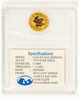 Coin Gold $5 1998 .9999 1/10 Troy oz Maple Leaf