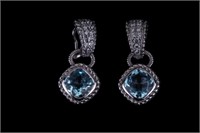 Judith Ripka Sterling Silver Blue Topaz Earrings