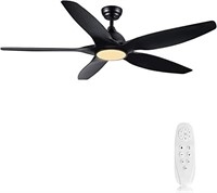 Newday 60 inch Black Ceiling Fan with Light Remote