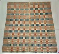 Coverlet - Sewn up middle, orange and blue -