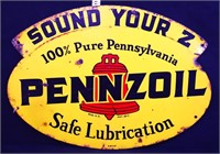 Vintage 1957 dbl sided Pennzoil rack sign