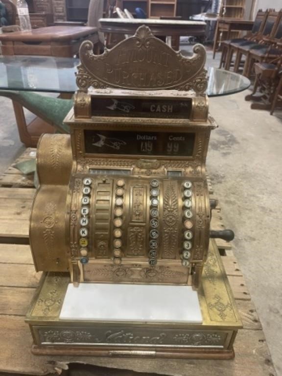 ORNATE NATIONAL BRASS CASH REGISTER