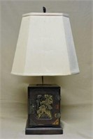 Hand Painted Chinoiserie Box Table Lamp.