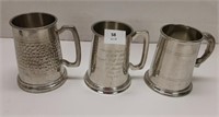 PEWTER GOBLETS X3 - 1 IS BIRKS - GOOD CONDITION