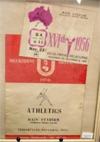 Framed 1956 Melbourne Olympics program & ticket
