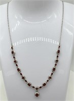 Sterling Silver Sharp Garnet Fancy Necklace