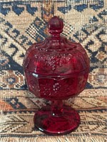 Ruby Red Covered Compote