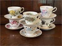 Six Fine Bone China Cups & Saucers