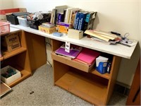 Small Pressed Wood Shelf w/ Office Supplies