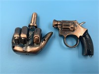 Lot of 2 lighters: finger and a handgun