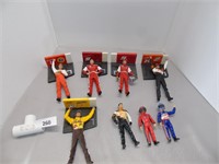 Race Car Figurines on Stands w Flag Towers