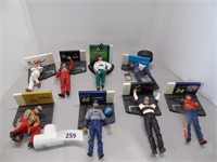 Race Car Figurines on Stands w Flag Towers