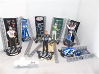 Race Car Figurines on Stands w Flag Towers