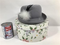 Chapeau Fedora à plume, Doeskin & boite à chapeau