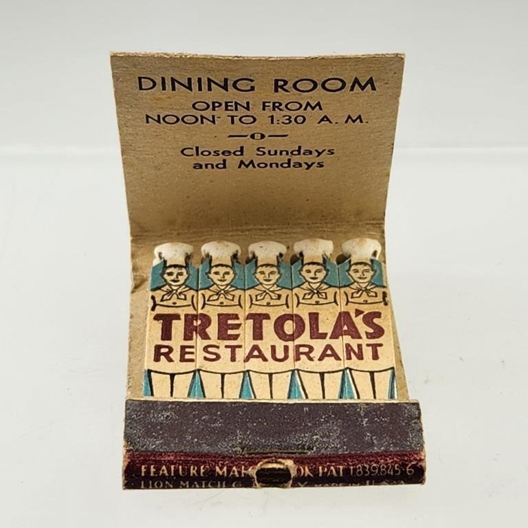 TRETOLA'S COCKTAIL BAR ADV. FEATURE MATCHBOOK
