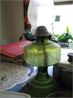 Green glass Oil lamp