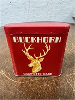 Antique 3" Buckhorn Cigarette Case Tin