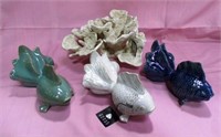 3 CERAMIC FISH AND A CORAL REEF