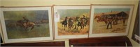 (3) Frederic Remington framed prints 18” x 23"