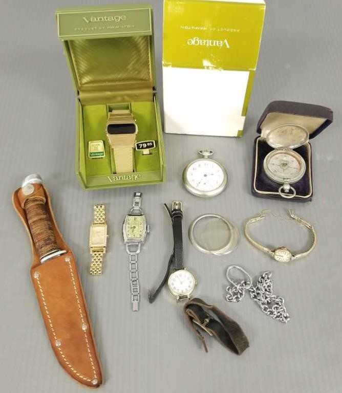 Group of vintage watches including L.E.D., etc.