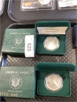 1992, 1997 Uncirculated Silver American Eagles.