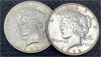(2) 1922 Peace Silver Dollar P&D XF