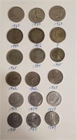 (18) Foreign Coins Assorted Dates