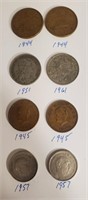 (8) Assorted Foreign Coins Misc. Dates