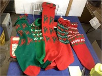 Christmas stockings and red decorative beads