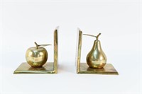MID-CENTURY BRASS FRUIT BOOKENDS