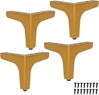 Bblublu 4" Metal Furniture Leg, Gold, 4 Pack