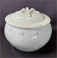 Vintage Asian floral ceramic lidded bowl