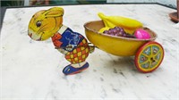 J. Chein & Co. Tin Litho Rabbit Pulling Egg Cart